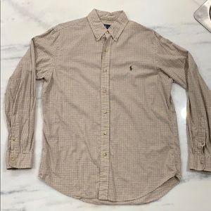 Ralph Lauren Cream Button Down Gingham Polo